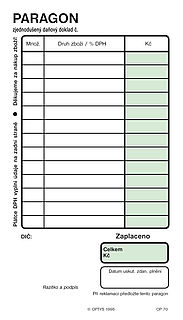 Paragon obchodní jednoduchý 100listový ,nepropisovací, OPTYS 1070