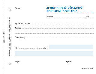 Výdajový doklad jednoduchý,100 listů A6, OPTYS 1036