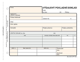 Výdajový doklad obyčejný,nepropis 100 listů,A6, OPTYS 1037