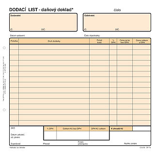 Dodací list 20x21 NCR,2/3 A4 100 listů, OPTYS 1079