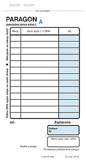 Paragon čísl.,2x50 listů,číslovaný,nepropisovací, OPTYS 1092