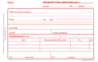 Příjmový pokladní doklad ,50 listů,samopropisovací, OPTYS 1314