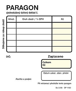 Paragon 7,5x9,5 samopropisovací,100 listů, OPTYS 1100