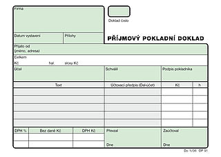 Příjmový pokladní doklad nečíslovaný propis.A6 2x50listů OPTYS