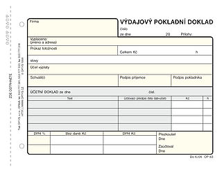 Výdajový pokladní doklad 100listů,samopropis A6, OPTYS 1083