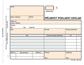 Příjmový pokladní doklad,samopropisovací, 2x50listů,číslovaný, OP1081