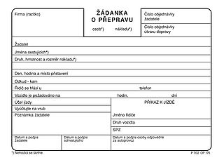 Žádanka o přepravu,100 listů A6,nepropis, OPTYS 1176