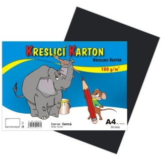 Kreslící karton A4 180g, černý, 1 list