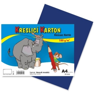 Kreslící karton A4 180g, modrý tmavě, 1 list