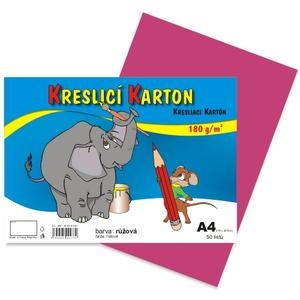 Kreslící karton A4 180g, růžový, 1 list