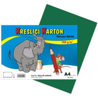 Kreslící karton A4 180g, zelený tmavě, 1 list