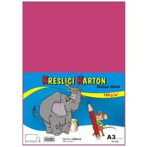Kreslící karton A3 180g, růžový, 1 list