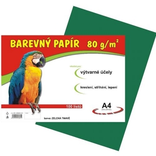 Papír pro výtvarku 80g A4 , zelený tmavě, 1 list