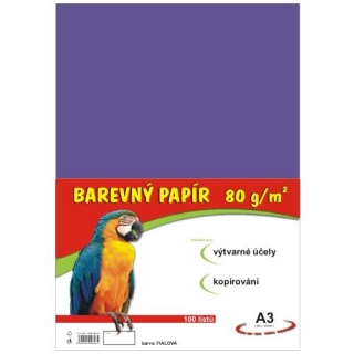 Papír pro výtvarku 80g A3 , fialový, 1 list