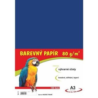 Papír pro výtvarku 80g A3 , modrý tmavě, 1 list
