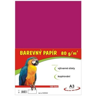 Papír pro výtvarku 80g A3 , růžový, 1 list