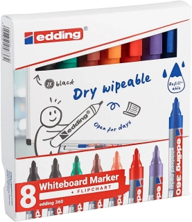 Popisovač EDDING 360 na bílé tabule, sada 8ks