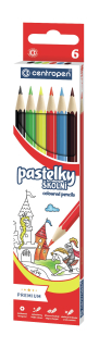 Barevné pastelky klasické, sada 6 barev, 9520, CENTROPEN