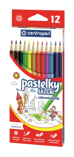 Barevné pastelky klasické, sada 12 barev, 9520, CENTROPEN