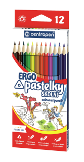 Barevné pastelky trojhranné, sada 12 barev, 9521, CENTROPEN