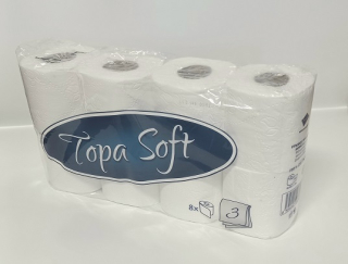 Toaletní papír, 3vrstvý, 8ks v bal., bílý, rolička 16,5m, 100% celulóza, GASTRO