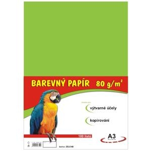 Papír pro výtvarku 80g A3 , zelený světle, 100 listů v balení