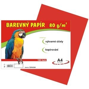 Papír pro výtvarku 80g A4 , červený, 100 listů v balení