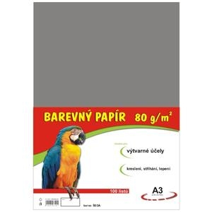 Papír pro výtvarku 80g A3 , šedý, 100 listů v balení