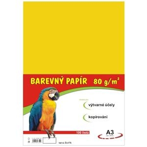 Papír pro výtvarku 80g A3 , žlutý, 100 listů v balení