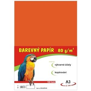 Papír pro výtvarku 80g A3 , oranžová, 100 listů v balení