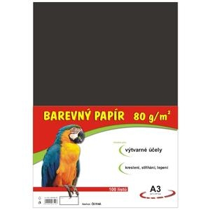 Papír pro výtvarku 80g A3 , černý, 100 listů v balení