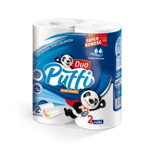 Kuchyňské utěrky Puffi Duo, 2 vrstvé, bílé, 2ks v balení, 100% celulóza