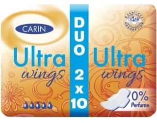 CARIN Ultra wings DUO 20ks, jednotlivě balené hygienické vložky