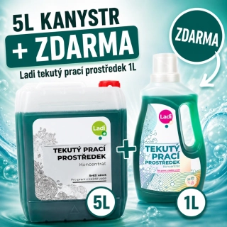 Ladi Plus tekutý prací prostředek 5kg, gel + 1 litr ZDARMA