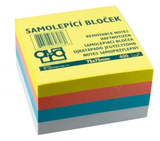 Samolepicí bloček CONCORDE 76x76mm, 4x100l, pastel