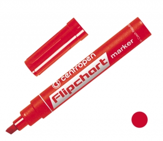 Značkovač 8560 červený, určený k psaní na papír - Flipchart, stopa1-4,6mm klínový hrot, CENTROPEN