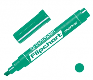 Značkovač 8560 zelený, určený k psaní na papír - Flipchart, stopa 1-4,6mm klínový hrot, CENTROPEN