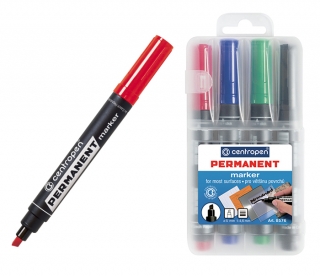 Značkovač 8576 permanent sada 4 barev klínový hrot stopa 1-4,5mm, CENTROPEN