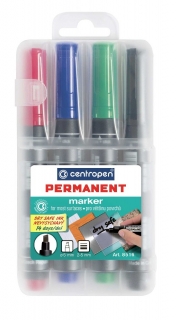 Popisovače 8516 sada 4 barev, permanent, klínový hrot, stopa 2-5mm, CENTROPEN