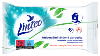 Vlhčené ubrousky, antibakteriální, 40ks/bal., univerzální, LINTEO