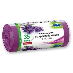 Pytle na odpadky, s ušima, 35L, 24 ks v roli, vůně levandule