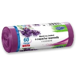 Pytle na odpadky, s ušima, 60L, 16 ks v roli, vůně levandule