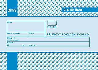 Příjmový doklad obyčejný 2x50listů, číslovaný, OPTYS 1039