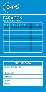 Paragon čísl.,2x50 listů,číslovaný,nepropisovací, OPTYS 1092