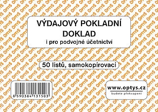 Výdajový pokladní doklad,pro podvoj účetnictví,50 listů sam, OPTYS 1315