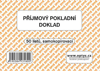 Příjmový pokladní dokladA6,samopropis,50 listů, OPTYS 1318