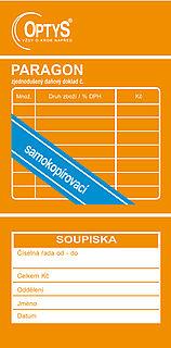 Paragon obchodní samopropisovací 2x50listů,číslovaný, OPTYS 1089