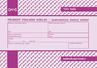 Příjmový doklad zjednodušený samopropis, OPTYS 1304