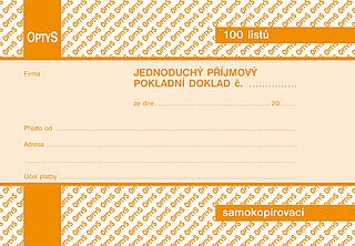 Příjmový pokl.dokladní doklad,samopropis,100 listů, OPTYS 1302