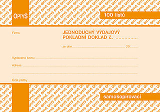 Výdajový doklad A6 jednoduchý 100listů,samopropis,  OPTYS 1303